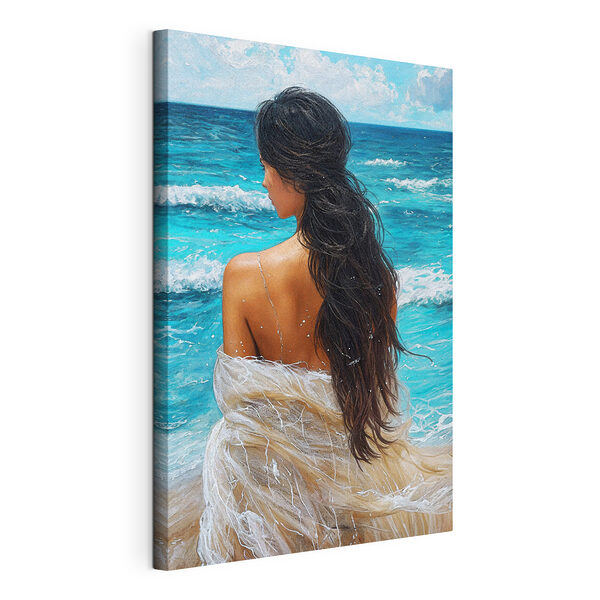 Stampa su tela Donna che ammira una suggestiva vista sull'oceano (COD: s38976) Stampa su tela Stampa su tela Donna che ammira una suggestiva vista sull'oceano (COD: s38976)