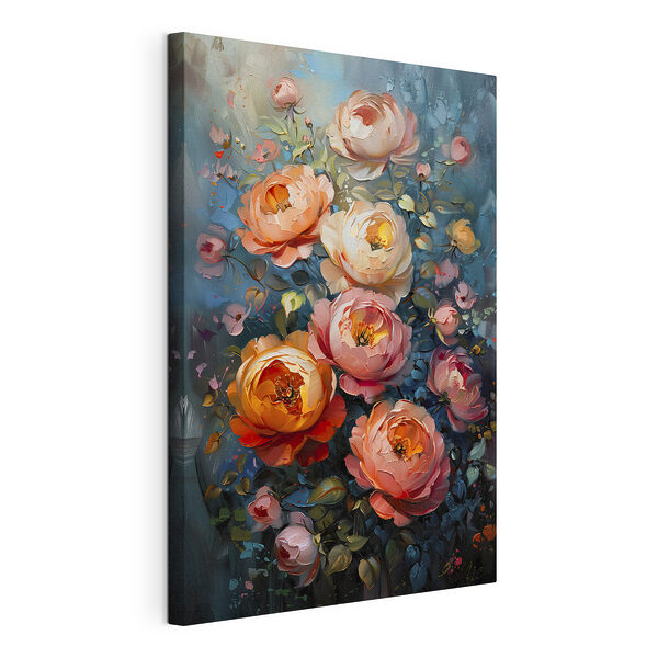 Fiori dai colori vivaci su tela ruvida Stampa su tela Fiori dai colori vivaci su tela ruvida