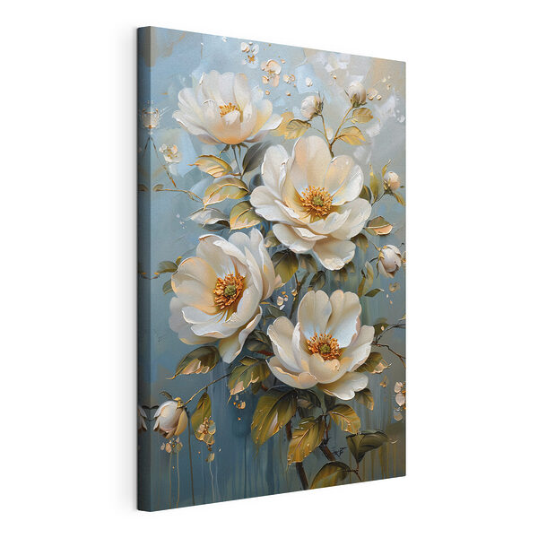 Stampa su tela Eleganti fiori su una tela dai toni pastello