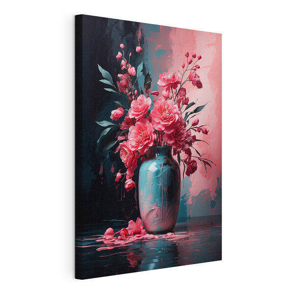 Stampa su tela Stampa su tela Bouquet dai colori vivaci in un vaso turchese (COD: s38996)