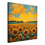 Stampa su tela Girasoli sotto un cielo dai colori vivaci al tramonto
