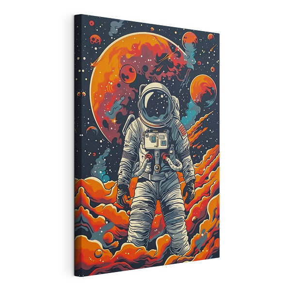 Astronauta che esplora un suggestivo scenario cosmico Stampa su tela Astronauta che esplora un suggestivo scenario cosmico