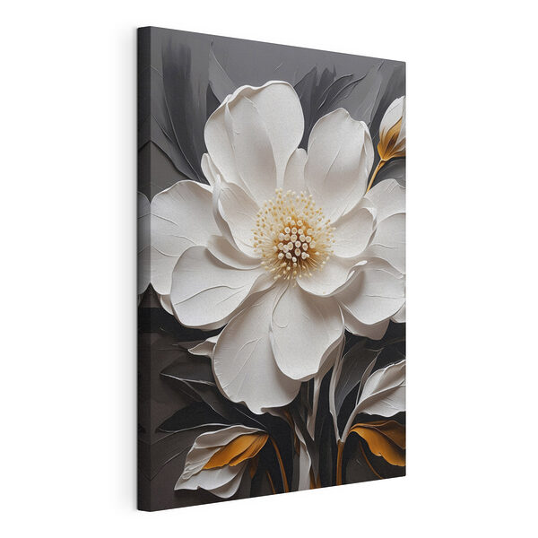 Stampa su tela Elegante fiore bianco su sfondo grigio