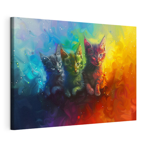 Stampa su tela Gruppo di gattini dai colori dell'arcobaleno