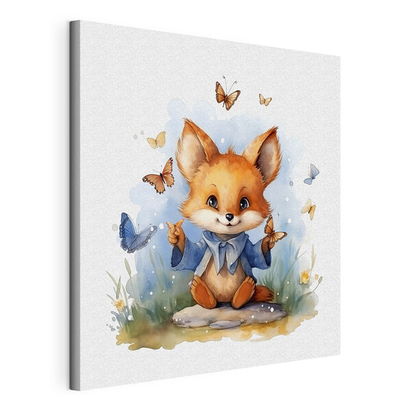 Fox si gode le farfalle che gli svolazzano intorno Stampa su tela Fox si gode le farfalle che gli svolazzano intorno
