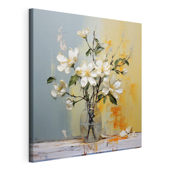 Fiore bianco con il centro giallo Stampa su tela Fiore bianco con il centro giallo