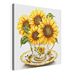Stampa su tela Dipinto raffigurante dei girasoli in una tazza da tè