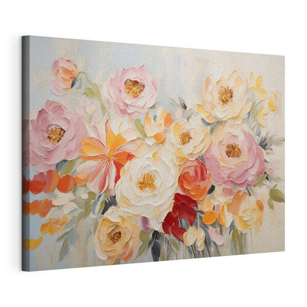Stampa su tela Dipinto di fiori su sfondo bianco