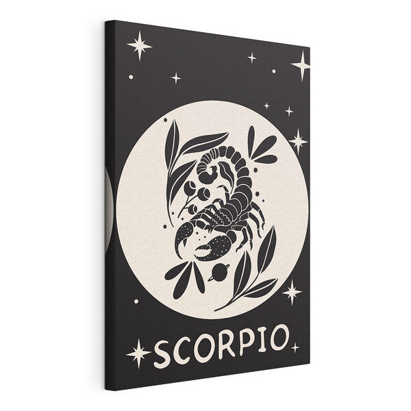Disegno in bianco e nero di uno scorpione Stampa su tela Disegno in bianco e nero di uno scorpione