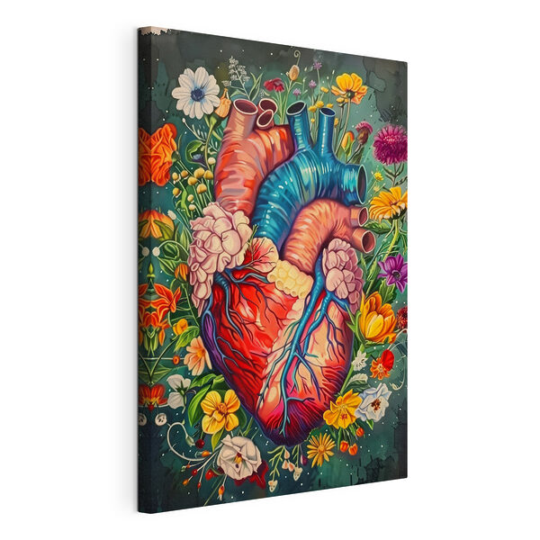 Cuore colorato con fiori Stampa su tela Cuore colorato con fiori