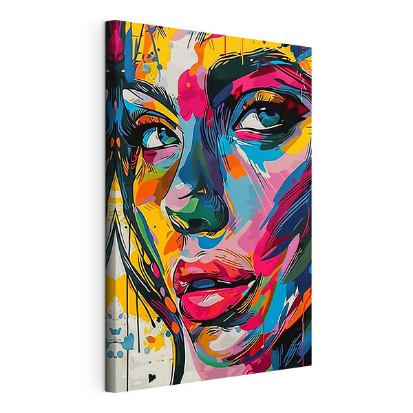 Il volto colorato di una donna Stampa su tela Il volto colorato di una donna