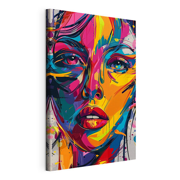 Il volto colorato di una donna Stampa su tela Il volto colorato di una donna