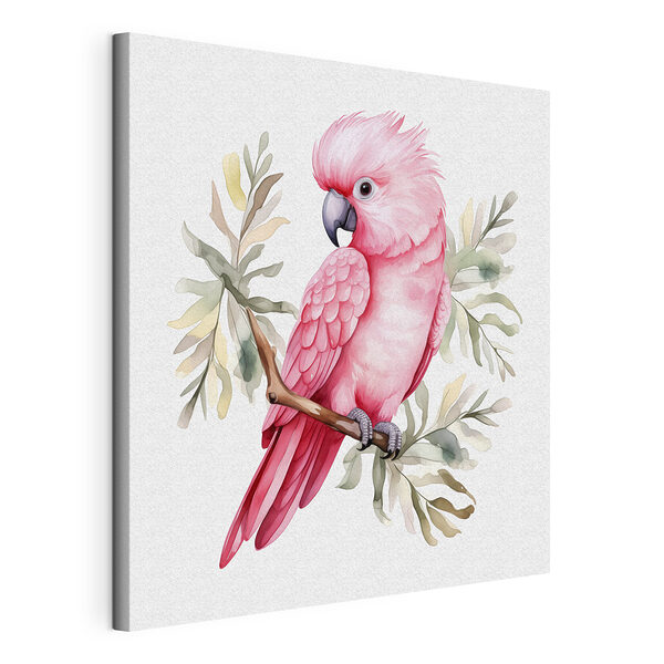 Uccellino rosa su un ramo Stampa su tela Uccellino rosa su un ramo