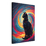 Stampa su tela Gatto seduto davanti a un vortice colorato