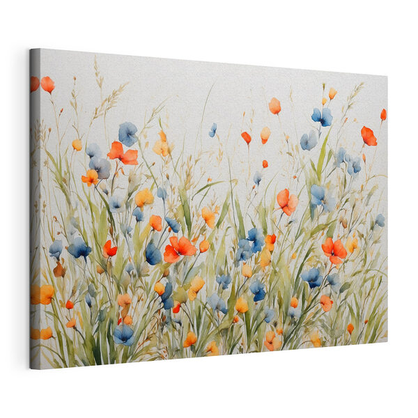 Stampa su tela Dipinto di fiori ed erba