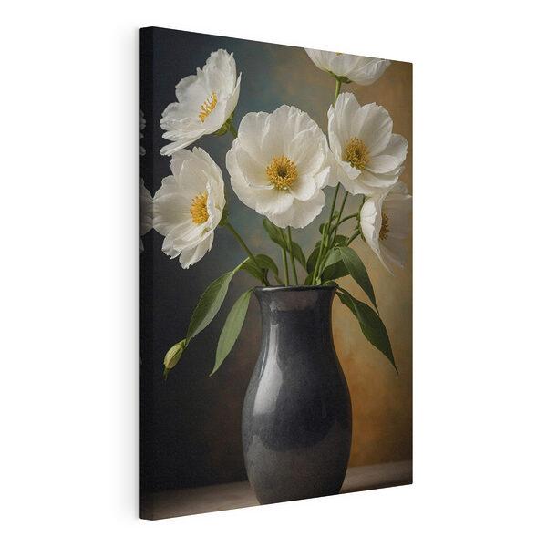 Stampa su tela Vaso con fiori bianchi