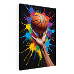 Stampa su tela Mano che regge un pallone da basket