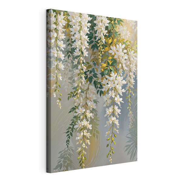 Fiori bianchi a cascata, brezza leggera Stampa su tela Fiori bianchi a cascata, brezza leggera