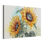 Stampa su tela Dipinto raffigurante dei girasoli su sfondo bianco