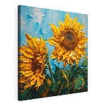 Stampa su tela I girasoli fioriscono su uno sfondo blu