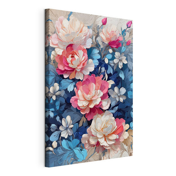 Stampa su tela Fiori dai colori vivaci in una fioritura artistica