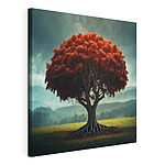 Stampa su tela Albero con foglie rosse