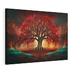 Stampa su tela Grande albero con foglie rosse