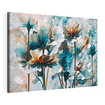 Stampa su tela Composizione floreale con petali blu e bianchi