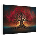 Stampa su tela Albero con foglie rosse