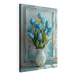 Stampa su tela Vaso con fiori blu