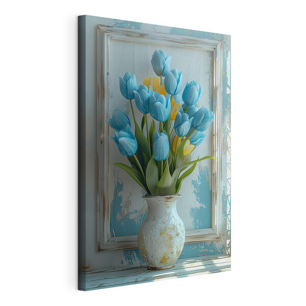 Stampa su tela Vaso con fiori blu