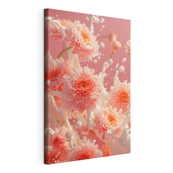 Fiori tra sfere fluttuanti Stampa su tela Fiori tra sfere fluttuanti