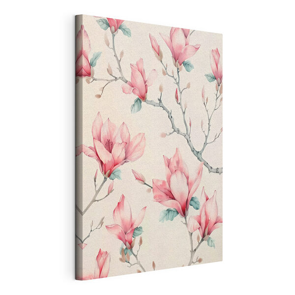 Stampa su tela Carta da parati con fiori rosa