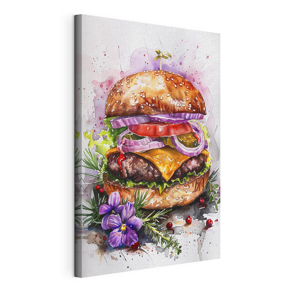 Stampa su tela Acquerello raffigurante un hamburger (COD: s39698) Stampa su tela Stampa su tela Acquerello raffigurante un hamburger (COD: s39698)