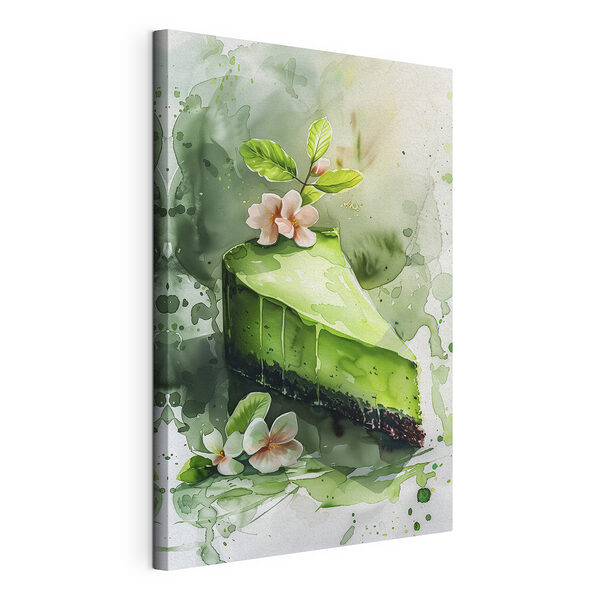 Stampa su tela Una fetta di torta con dei fiori sopra