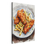Stampa su tela Piatto di ali di pollo e patatine fritte