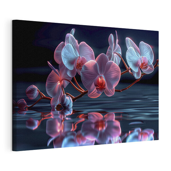 I fiori al neon danzano sull'acqua Stampa su tela I fiori al neon danzano sull'acqua