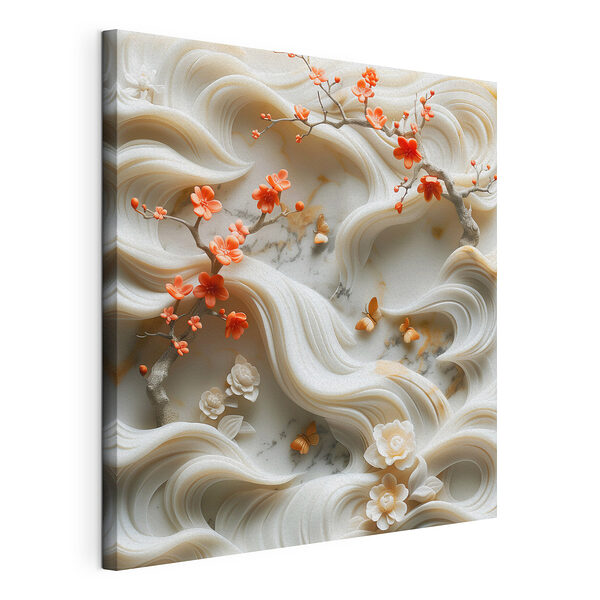 Fiori eleganti e onde delicate che si intrecciano Stampa su tela Fiori eleganti e onde delicate che si intrecciano