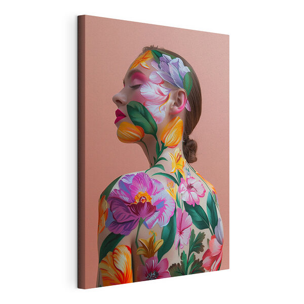 Donna con dei fiori sul corpo Stampa su tela Donna con dei fiori sul corpo