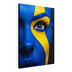 Stampa su tela Sguardo dipinto di blu e giallo