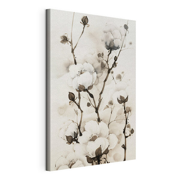 Elegante illustrazione botanica in bianco e nero Stampa su tela Elegante illustrazione botanica in bianco e nero