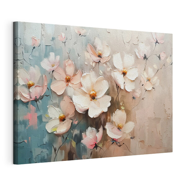 Stampa su tela Dipinto di fiori su una parete
