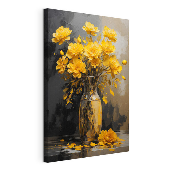 Stampa su tela Vaso con fiori gialli