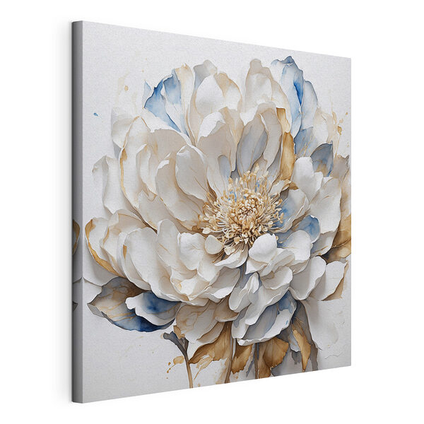 Elegante composizione floreale nei toni del blu e del beige Stampa su tela Elegante composizione floreale nei toni del blu e del beige