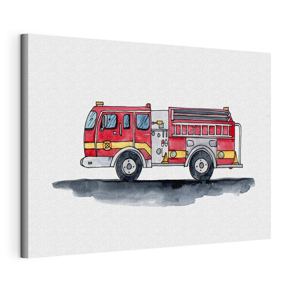 Stampa su tela Disegno ad acquerello di un'autopompa