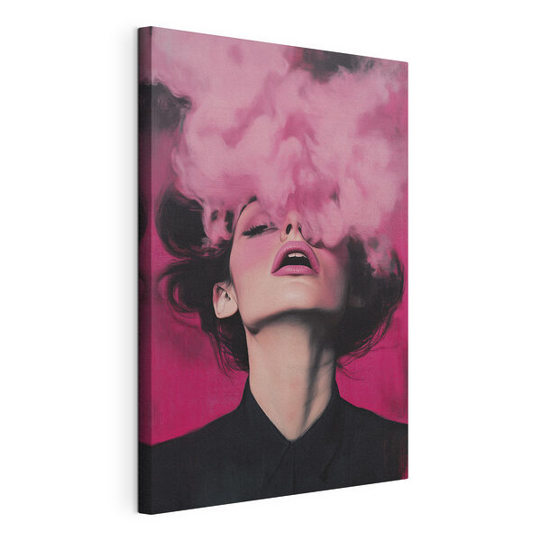 Stampa su tela Donna con il fumo che le esce dal viso