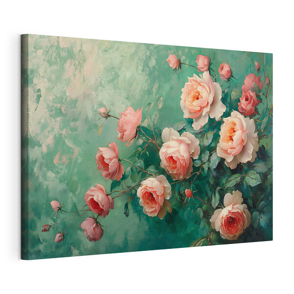 Stampa su tela Dipinto raffigurante fiori rosa