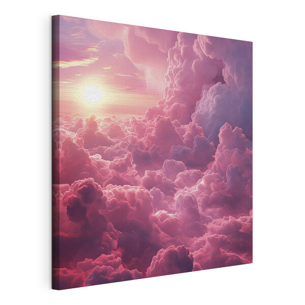 Stampa su tela Nuvole rosa e il sole