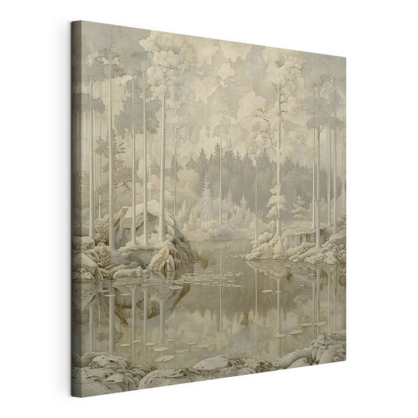 Stampa su tela Dipinto raffigurante una foresta e un lago (COD: s39975) Stampa su tela Stampa su tela Dipinto raffigurante una foresta e un lago (COD: s39975)