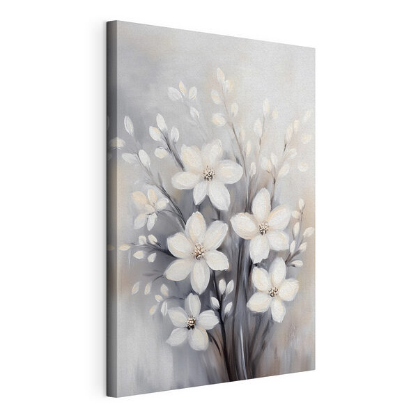 Stampa su tela Dipinto raffigurante fiori bianchi